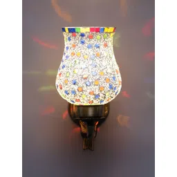 Devansh White & Blue Textured Metal Traditional Wall Lamp image 4