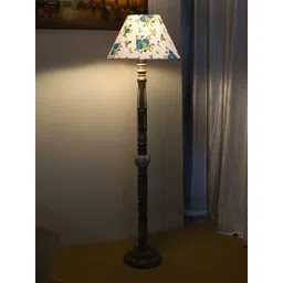 Devansh White & Brown Conical Wooden Floor Lamp-picture-34