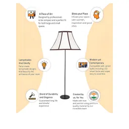 Devansh White & Brown Striped Frustum FloorLamps-picture-15