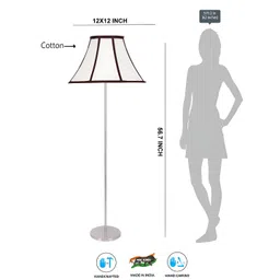 Devansh White & Brown Striped Frustum FloorLamps-picture-15