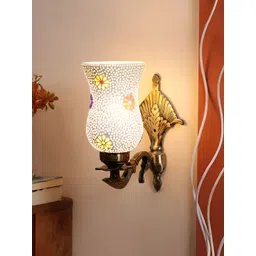 Devansh White & Gold-Toned Textured Metal Traditional Wall Lamp-picture-11