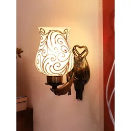 Devansh White & Gold-Toned Textured Metal Traditional Wall Lamp-picture-39