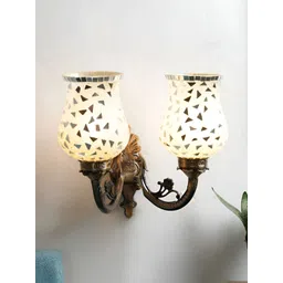 Devansh White & Gold-Toned Textured Metal Traditional Wall Lamp-picture-12
