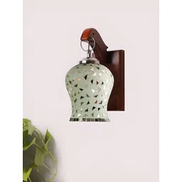 Devansh White & Green Printed Glass Traditional Bell Shaped Shaped Wall Lamp-picture-31