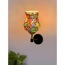 Devansh White & Green Printed Metal Traditional Cylinder Shaped Wall Lamp-picture-28