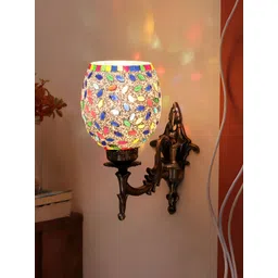 Devansh White & Green Textured Metal Traditional Wall Lamp-picture-45
