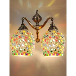 Devansh White & Green Textured Metal Traditional Wall Lamp image 3