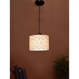 Devansh White & Pink Floral Printed Ceiling Lamp-picture-12