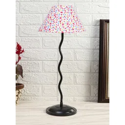 Devansh White & Pink Floral Printed Cotton Zig Zag Table Lamp With Iron Base-picture-15