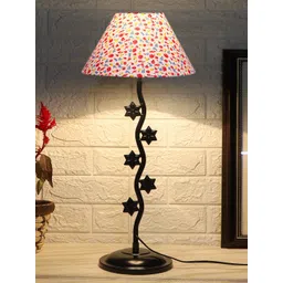 Devansh White & Pink Floral Printed Cotton Zig Zag Table Lamp With Iron Base-picture-36
