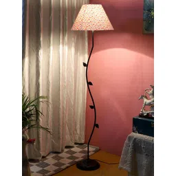 Devansh White & Pink Printed Floor Lamp-picture-33