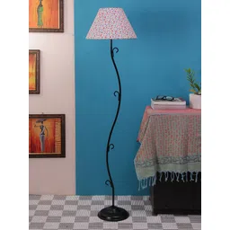 Devansh White & Pink Printed Traditional Club Lamp with Shade-picture-34