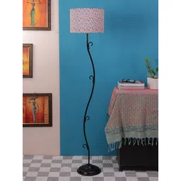 Devansh White & Pink Printed Traditional Club Lamp with Shade-picture-41