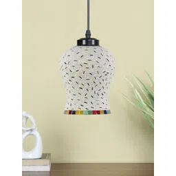 Devansh White & Red Mosaic Glass Hanging Lamp-picture-30