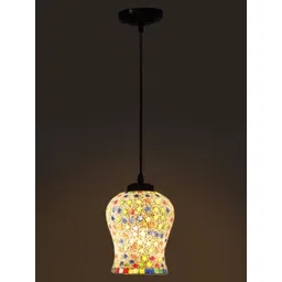 Devansh White & Red Mosaic Glass Hanging Lamp-picture-52
