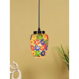 Devansh White & Red Mosaic Glass Hanging Lamp-picture-43