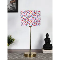 Devansh White & Red Printed Cotton Shade Table Lamp-picture-24