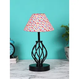 Devansh White & Red Printed Cotton Table lamp With Iron Base-picture-18