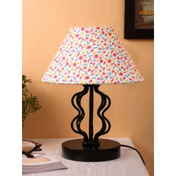 Devansh White & Red Printed Frustum Traditional Table Lamp-picture-37