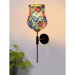 Devansh White & Red Printed Metal Traditional Abstract Shaped Shaped Wall Lamp-picture-30