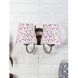 Devansh White & Red Printed Metal Traditional Frustum Shaped Wall Lamp-picture-27