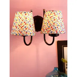 Devansh White & Red Printed Traditional Armed Sconce Wall Lamp-picture-26