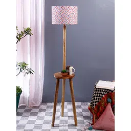 Devansh White & Red Printed Traditional Shelf Lamp-picture-13