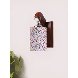 Devansh White & Red Printed Wooden Cotton Contemporary Cylinder Shaped Wall Lamp-picture-18