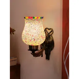 Devansh White & Red Textured Metal Traditional Abstract Shaped Shaped Wall Lamp-picture-43