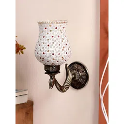 Devansh White & Red Textured Metal Traditional Wall Lamp-picture-15