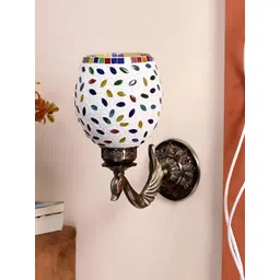 Devansh White & Red Textured Metal Traditional Wall Lamp-picture-23