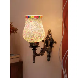 Devansh White & Red Textured Metal Traditional Wall Lamp-picture-36