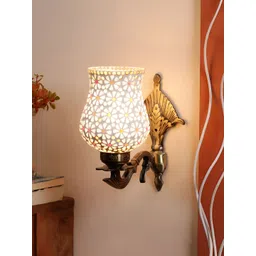 Devansh White & Red Textured Metal Traditional Wall Lamp-picture-38