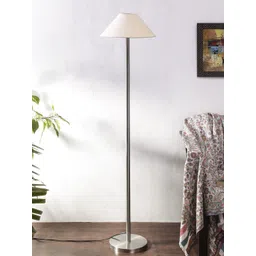 Devansh White & Silver Solid Cotton & Steel Floor Lamp-picture-58