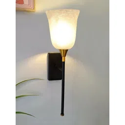 Devansh White & White Textured Glass Contemporary Wall Lamp image 1