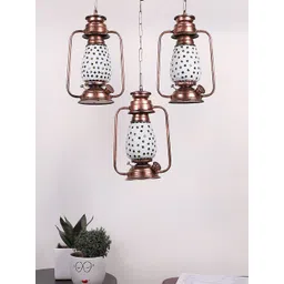 Devansh White & Yellow Cluster Mosaic Design Lantern Glass Ceiling Lamp-image-21