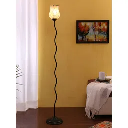 Devansh White & Yellow Textured Zig Zag Floor Lamp-picture-38