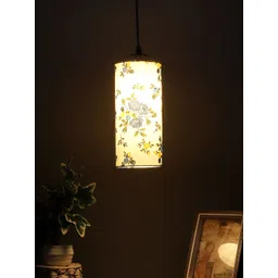Devansh White Floral Printed Cylindrical Ceiling Lamp-picture-10