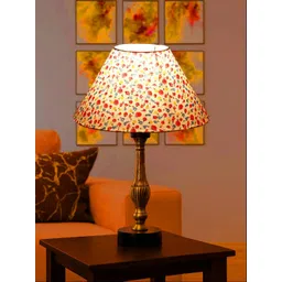 Devansh White Printed Wood Frusturical Shaped Table Lamp-picture-12