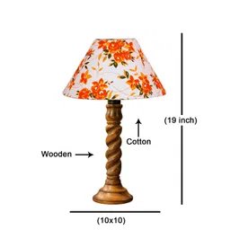 Devansh White Printed Wood Frusturical Shaped Table Lamp-picture-42