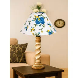 Devansh White Printed Wood Frusturical Shaped Table Lamp-picture-15