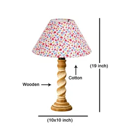 Devansh White Printed Wood Frusturical Shaped Table Lamp-picture-43