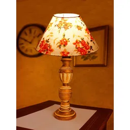 Devansh White Printed Wood Frusturical Shaped Table Lamp-picture-21