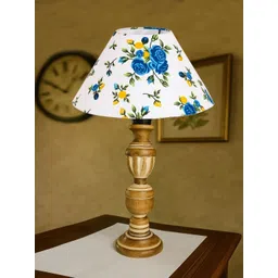 Devansh White Printed Wood Frusturical Shaped Table Lamp-picture-22