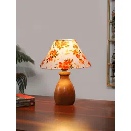 Devansh White Printed Wood Traditional Frusturical Shaped Table Lamp-picture-26