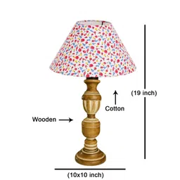 Devansh White Printed Wood Traditional Frusturical Shaped Table Lamp-picture-27