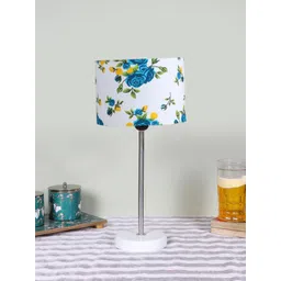 Devansh White Printed Wooden & Cotton Cylinder Contemporary Table Lamp-picture-33