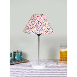 Devansh White Printed Wooden & Cotton Frustum Contemporary Table Lamp-picture-10