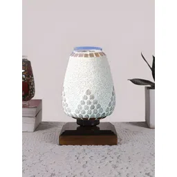 Devansh White Textured Glass Abstract Shaped Table Lamp-picture-24