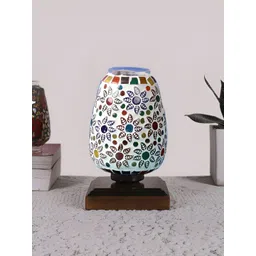 Devansh White Textured Glass Abstract Shaped Table Lamp-picture-42